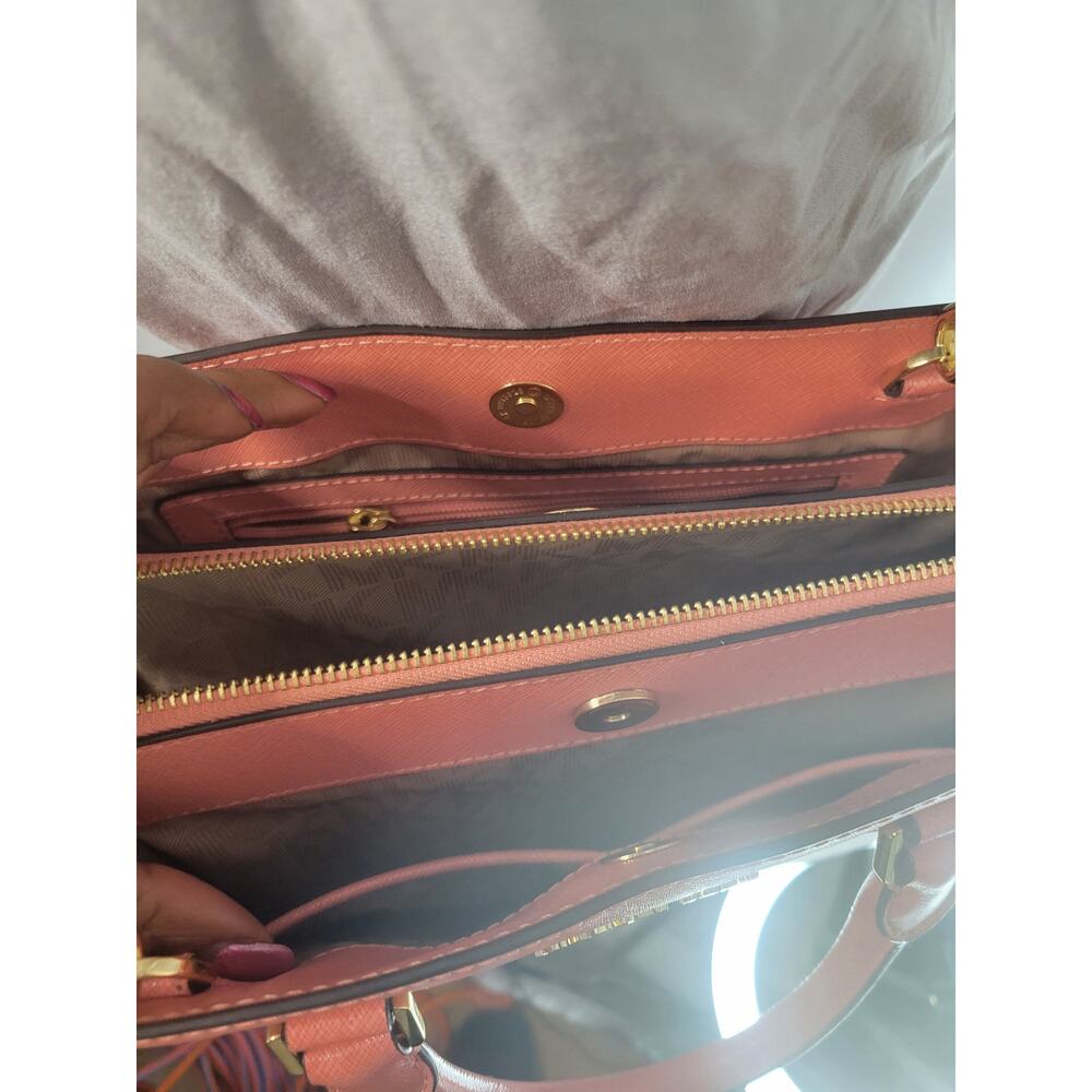 Classic Michael Kors Salmon Pink Saffiano Leather Satchel